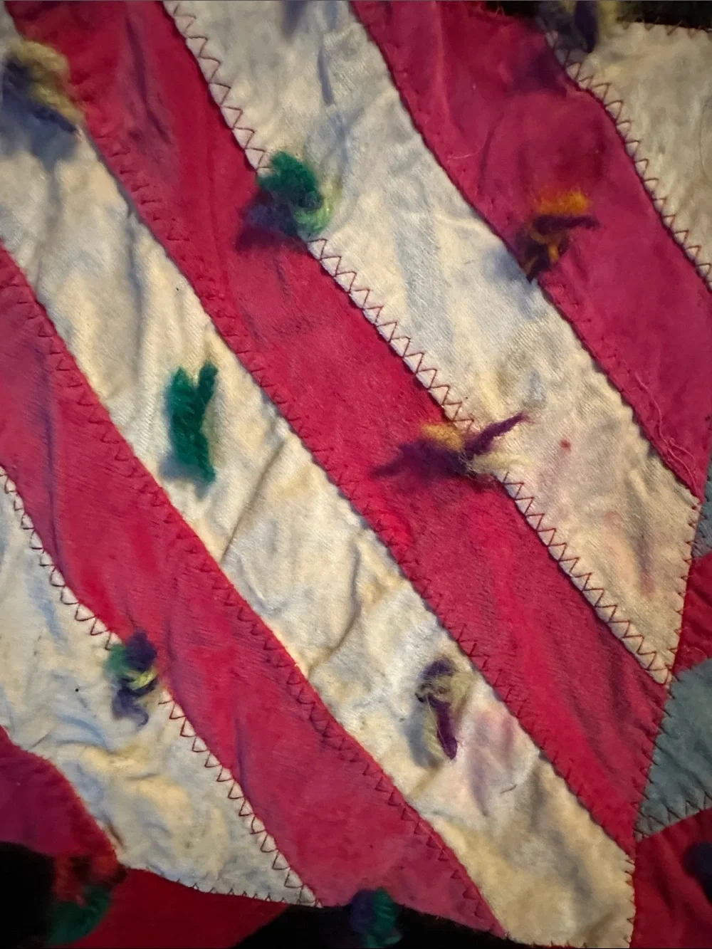 Handmade Multicolor Unique Striped Gypsy Circus Patchwork Quilt/Velvety Throw